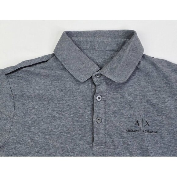 A/X Armani Exchange Size Small Mens Charcoal Gray chest Logo Short Sleeve Polo - Picture 5 of 10